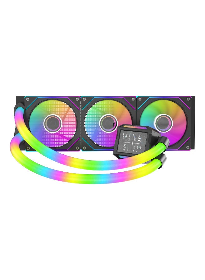 SHARX PROFIN 360mm Liquid CPU Cooler with 2.8 Inch LCD Display, Triple 120mm ARGB Fans, High Density Aluminum Radiator, 250W TDP Support, Intel & AMD Compatible, Black - Image 2